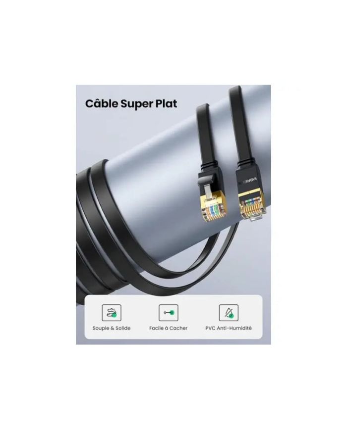 Câble Ethernet Ugreen CAT7 Plat 3m RJ45