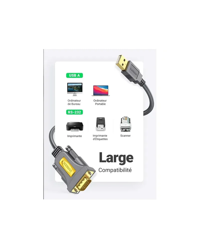 Adaptateur Ugreen USB 2.0 vers RS-232 DB9 1.5m