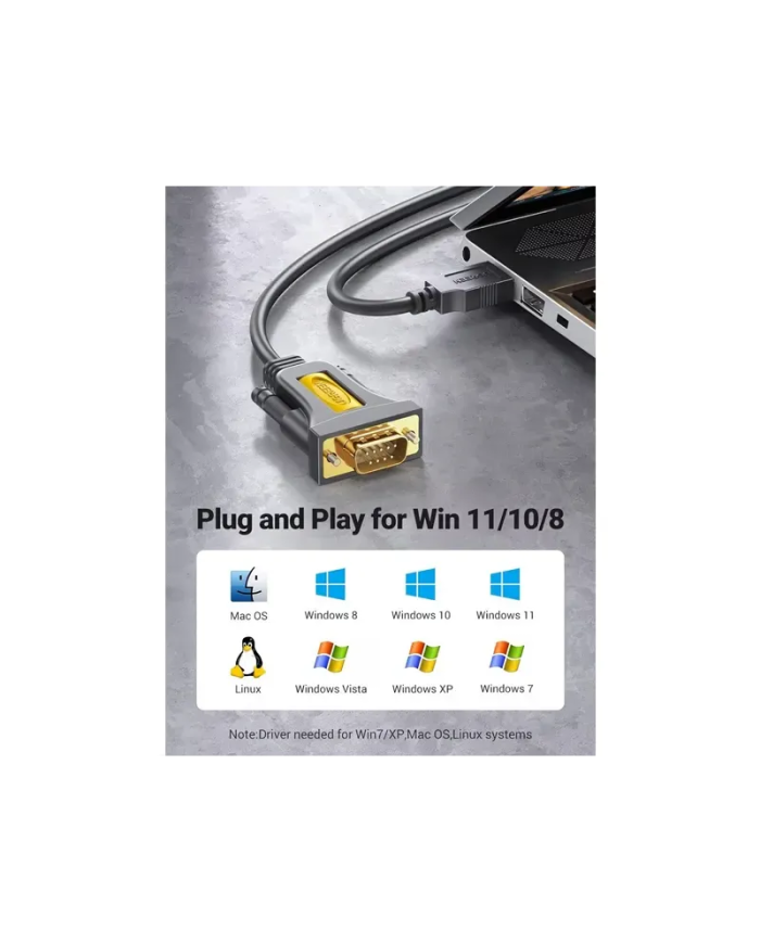 Adaptateur Ugreen USB 2.0 vers RS-232 DB9 Mâle 3 mètres
