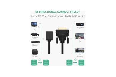 Adaptateur UGREEN DVI Male vers HDMI Femelle - Connecteurs Plaqués Or