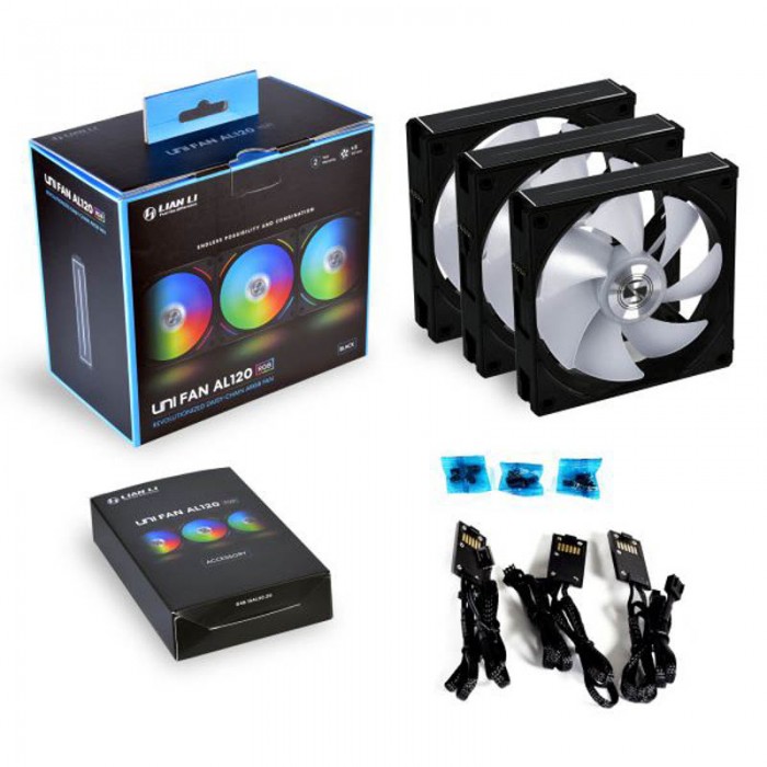 Lian Li Uni Ventilateur AL120 Triple Pack Noir - Pc Gamer Casa Lian Li Uni Ventilateur AL120 Triple Pack Noir - Pc Gamer Casa