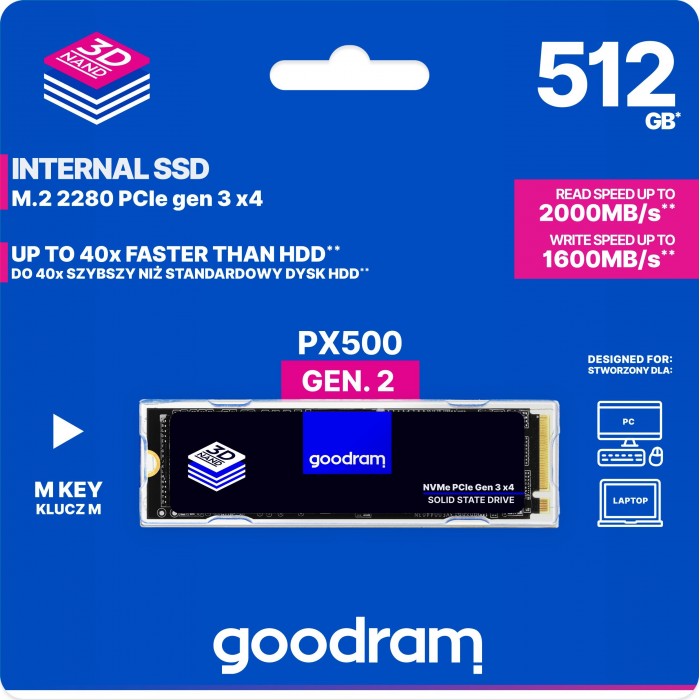 Goodram PX500 512 GB M.2 2280  - Pc Gamer Casa